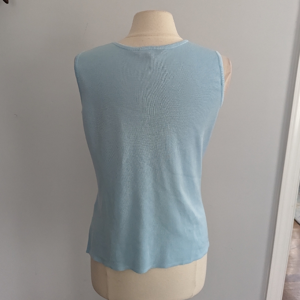 Women's Ming Wing Sky Blue Round Scoop Neck Tank Medium Professional - Picture 4 of 7